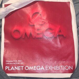 Rare omega canvas shopping bag tote with interior lining